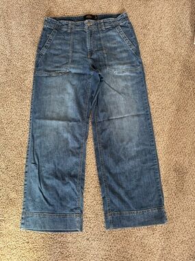 LL Bean Women’s Signature Utility Ankle Wide-Leg Denim Jeans Size
